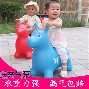 儿童充气马加大(马加大)加厚宝宝坐骑音乐玩具马坐骑(马坐骑)充气小鹿橡胶皮跳跳马