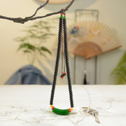 黑玛瑙珠子项链绿色，干青吊坠中式国风气质送女性长辈礼物颈饰手链