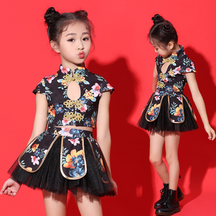 六一儿童演出服女童T台走秀中国风表演服爵士舞蹈蓬蓬裙套装国潮