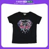 欧洲直邮kenzo女童，黑色棉质大象图案t恤kq10298-02