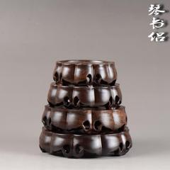 琴书侣实木雕黑梓木整料圆形底座花瓶石头紫砂茶壶佛像实木底座