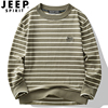jeep吉普毛衣冬季男士薄款针织打底衫，圆领条纹百搭线衫，套头毛线衣(毛线衣)