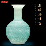 景德镇陶瓷器花瓶摆件名人手绘薄胎半泥工艺中式客厅酒柜装饰品