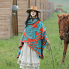 尼泊尔腰果花披肩西藏草原旅游拍照民族风围巾，斗篷女加厚保暖披风