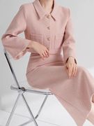 法式气质粉色小香风套装女2024春夏格子外套半身裙长裙名媛两件套