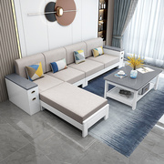 实木沙发组合白色中式木加布艺沙发储物冬夏两用贵妃客厅储物家具