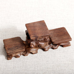 中高两低小根雕底座实木中式小工艺品摆件架茶杯木托展示架