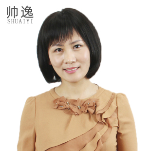 真人发丝中老年妈妈中长梨花头中年人真发递针全手织假发女圆脸