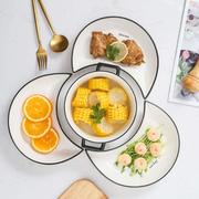 陶瓷拼盘家庭小套餐具日用三菜一汤盘子带盖汤碗套装简约