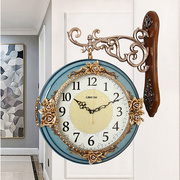 欧式挂钟客厅大气豪华挂表轻奢家用两面时钟时尚个性创意双面钟表