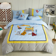 儿童床上用品全棉卡通四件套1.5床笠小男孩纯棉床单被套三件套1.2