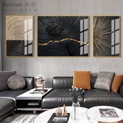 三联画大气黑白客厅装饰画沙发背景墙挂画壁画晶瓷画抽象创意