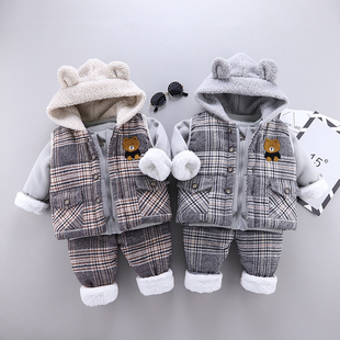 婴儿冬装套装加绒加厚0一1岁宝宝3儿童装男童衣服秋小孩冬季6个月