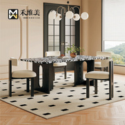 法式复古长方形实木大理石白蜡木餐桌简约设计师家用大小户型饭桌