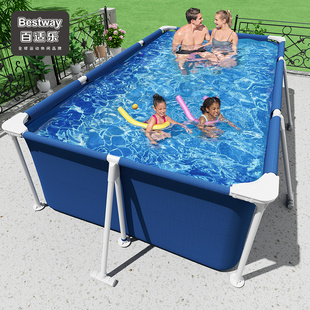 bestway支架游泳池家用儿童，宝宝免充气泳池，家庭折叠鱼池户外水池