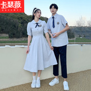 情侣装高中生学院风JK制服学生班服短袖衬衫毕业照表演演出服套装