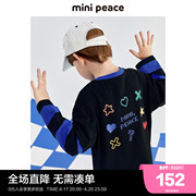 minipeace太平鸟童装春秋新男童(新男童，)长袖t恤儿童黑色假两件上装2024