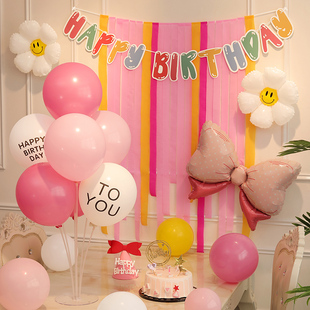 女宝宝2岁 女孩十岁生日装饰气球 女童两周岁派对背景墙场景布置