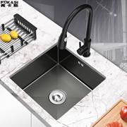 黑色不锈钢吧台水槽厨房洗菜盆单槽纳米不锈钢水槽手工水槽台下盆