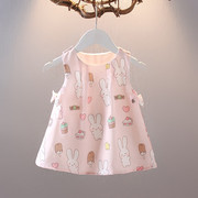 女宝宝夏季连衣裙0-1-2-3岁女童洋气背心裙子，婴幼儿卡通连衣裙潮