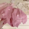 韩国童装女童针织开衫春秋，款2024洋气粉色花朵，毛衣外套上衣潮
