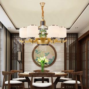 锌合金吊灯简约大气现代新中式客厅，餐厅中国风，玻璃防尘灯具2023年