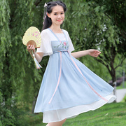 少女汉服改良中国风高中学生，连衣裙初中生夏装超仙古装仙女中长裙