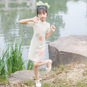 女童旗袍中国风小清新童装，碎花改良旗袍裙，儿童田园中式连衣裙