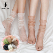 春夏袜子女透气蕾丝网，纱短丝袜杂志同款日系可爱超薄堆堆袜