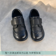 皮鞋儿童鞋演出男童真皮，表演黑色牛皮软底，黑单风款宝宝小童鞋英伦