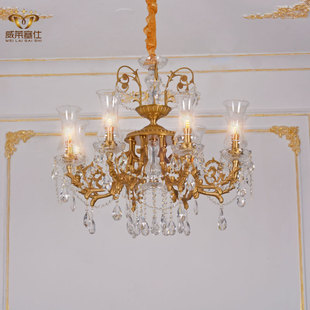 欧式全铜客厅水晶吊灯法式轻奢大气，餐厅卧室美式复古别墅工程灯具