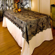 万圣节蝙蝠桌布黑色蕾丝鬼节，蜘蛛网桌布家庭，餐桌party布