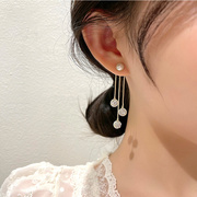 韩国珍珠流苏耳环2022年潮长款水钻，耳坠女轻奢高级感气质耳饰