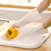 鲨鱼油家务手套植绒防水洗碗厨房，耐用型加厚加绒橡胶清洁洗衣手套