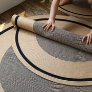 黄麻编织地毯拼接地垫客厅，民宿椅子垫圆形茶几，毯拍摄装饰朴素垫子
