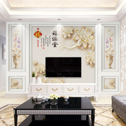 2023中式电视墙背景墙壁布，自粘墙贴客厅装饰壁画，3d影视墙壁纸