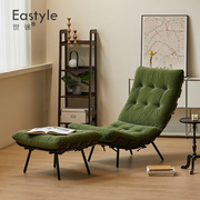 意式设计师复古单人沙发椅北欧现代布艺休闲椅奶油风客厅懒人躺椅