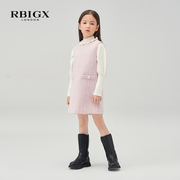 RBIGX瑞比克童装冬季百搭甜美粉色无袖淑女小香风女童连衣裙