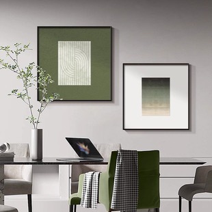 现代简约餐厅装饰画轻奢高档客厅，沙发背景墙挂画抽象艺术绿色壁画