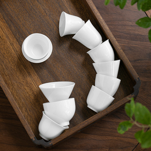 德化白瓷茶杯功夫小茶杯，单杯品茗杯茶碗陶瓷，茶具白色定制logo企业