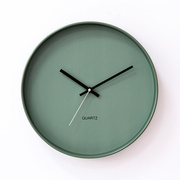绿色北欧简约现代挂钟，装饰时钟静音圆形，ins风客厅卧室挂钟表