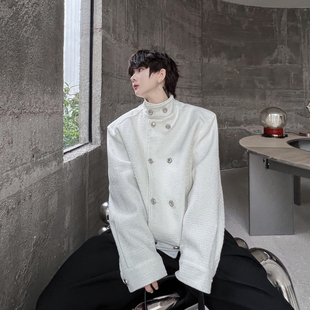 秋季小香风双排扣立领夹克男设计感韩版网红气质高级感短款外套潮