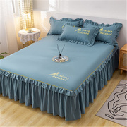 床裙式床罩单件防尘保护套1.5m1.8米，2床笠床单防滑床套罩暖阳绿15