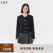商场同款lily2023冬女装气质，小香风双排，扣短外套小个子女