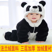 婴儿动物连体衣秋冬装熊猫造型衣服卡通加绒加厚可爱外出保暖棉服