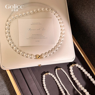 澳白珍珠项链磁吸扣女款2024轻奢小众锁骨颈链高级感配饰