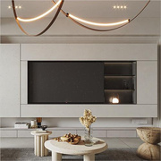 嵌入式不锈钢电视柜背景装饰墙轻奢，客厅收纳壁龛，柜网红金属电视框