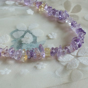 7-11mm天然水晶紫黄晶碎石，串珠diy手工手链项链，散珠子半成品材料