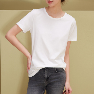 白t短袖女夏季宽松t恤2023年韩版纯棉纯白色圆领上衣服打底衫