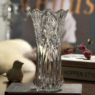 欧式水晶玻璃花瓶，厚重家居摆件鲜花富贵竹，插花瓶花器客厅装饰
